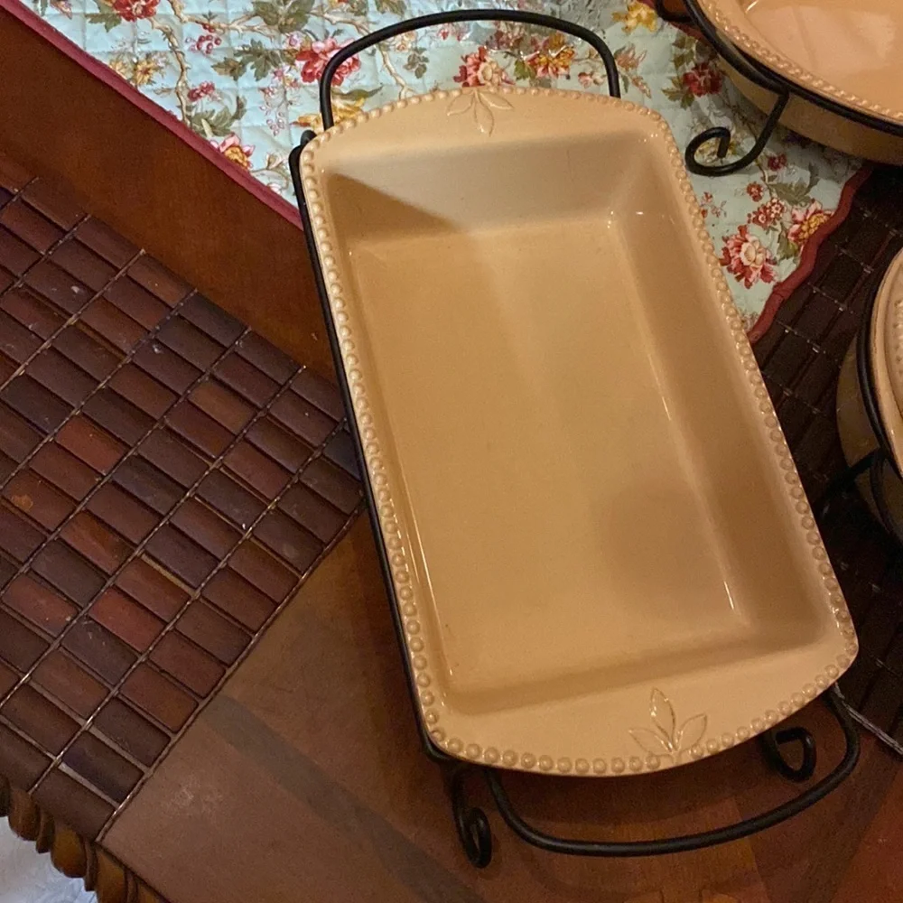 Debby Segura Designs 2005 set of 3 baking and serving dishes with serving racks